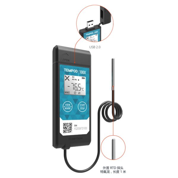 TEMPOD 100X External RTD Probe Ultra Low Temperature USB PDF Temperature Data Logger - Image 4