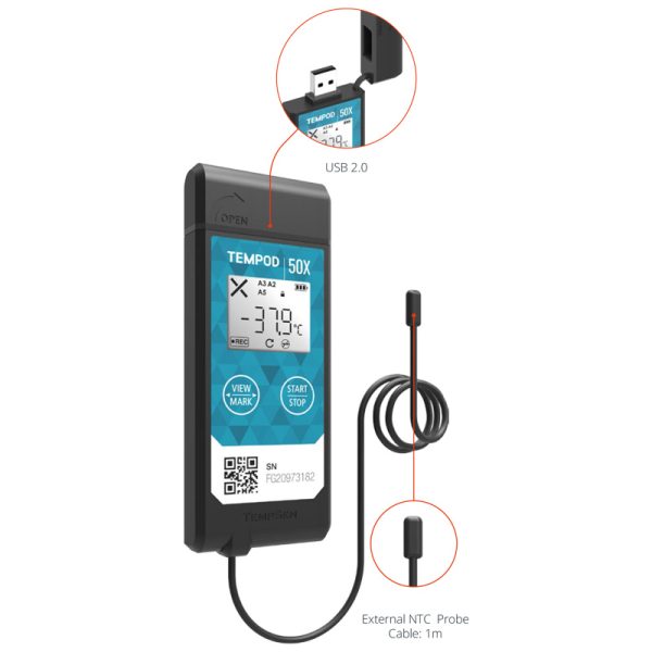 TEMPOD 50X External probe USB PDF temperature data logger - Image 5