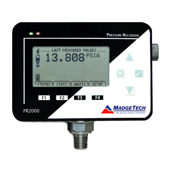 MADGETECH-The PR2000 is a pressure data logger with NPT connector and LCD for real-time monitoring.