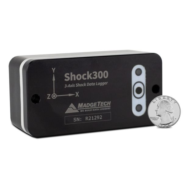 MADGETECH is a compact tri-axial shock data logger with three built-in acceleration ranges. Shock300 - Image 3