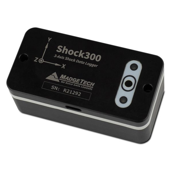 MADGETECH is a compact tri-axial shock data logger with three built-in acceleration ranges. Shock300 - Image 2