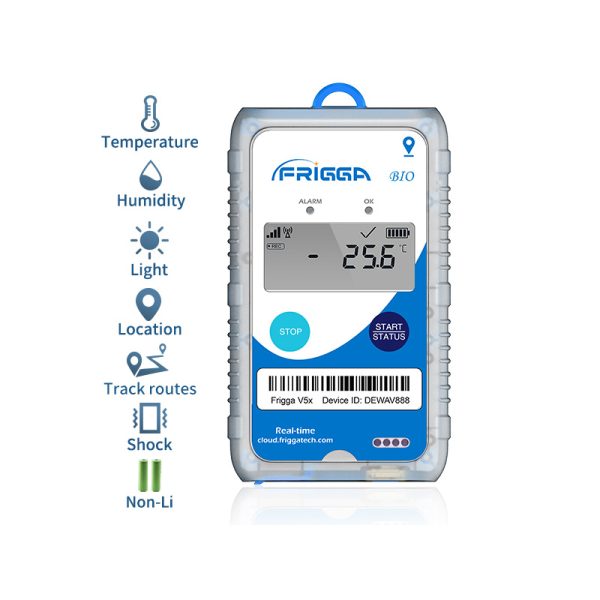 FRIGGA   V5C Non-Li (5G-60) Real-time Temperature and Humidity Positioning Monitor (Single-use)